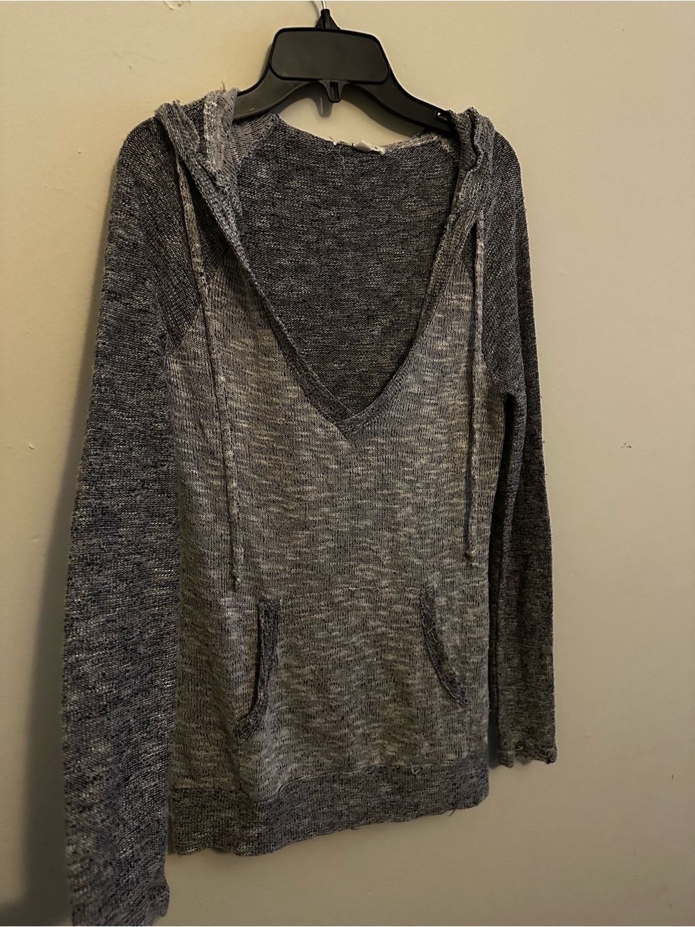 Aeropostale Heathered Gray Knit Hooded Pullover
